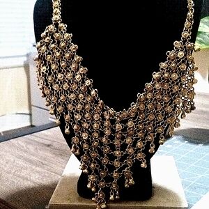 Vintage brass Beduoin tapered bib necklace
